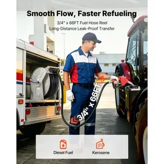 VEVOR Kraftstoffschlauchtrommel 19,8m, Industrieller Ölschlauchaufroller mit 3/4-Zoll-NBR-Schlauch Zapfpistole & Automatischer Rückwicklung, Einziehbarer Schlauch-Abroller für Diesel Kerosin Benzin VEVOR Kraftstoffschlauchtrommel 19,8m, Industrieller Ölschlauchaufroller mit 3/4-Zoll-NBR-Schlauch Zapfpistole & Automatischer Rückwicklung, Einziehbarer Schlauch-Abroller für Diesel Kerosin Benzin