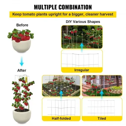 VEVOR Tomatenkäfige, 30 x 30 x 117 cm, 5er-Set quadratische Pflanzenstützkäfige, robuste, silberne Tomatentürme aus PVC-beschichtetem Stahl zum Klettern von Gemüse, Pflanzen, Blumen und Früchten – Bild 4