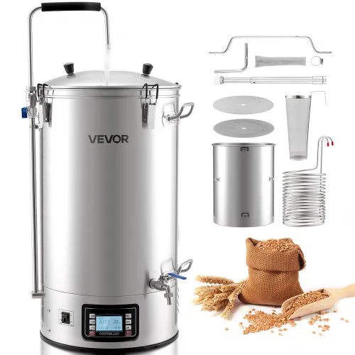 VEVOR elektrisches Bierbraugerät Bierbrauanlage Braukessel 60 L Hausgebrauch, Maischekochgerät mit Rezeptspeicher & Automatik-/Manuellmodus & Bedienfeld & Zirkulationsrohr, Brausystem VEVOR elektrisches Bierbraugerät Bierbrauanlage Braukessel 60 L Hausgebrauch, Maischekochgerät mit Rezeptspeicher & Automatik-/Manuellmodus & Bedienfeld & Zirkulationsrohr, Brausystem