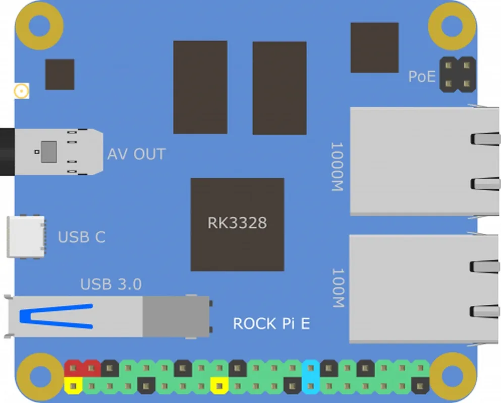 Rock Pi E D4W1P Dual Ethernet Board RK3328 512MB RAM 802.11 a/b/g/n, 2.4G (PoE ready) – Bild 4