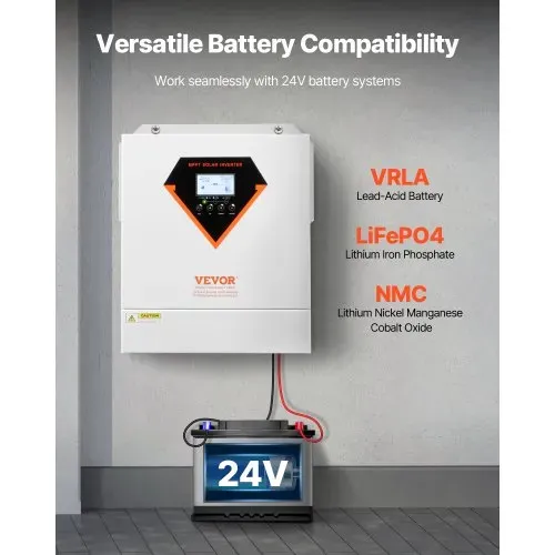 VEVOR Hybrid-Solarwechselrichter, 3500 W, All-in-One-Sinus-Wechselrichter mit Ladegerät, 24 V DC auf einphasig 220/230 V AC, mit integriertem 100-A-MPPT-Solarladeregler, für netzunabhängige Blei-Säure-Lithium-Batteriesysteme – Bild 4