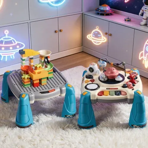 VEVOR Aktivitätstisch, Spieltisch inkl. 12 Spiele & 60 Klangquellen, Lerntisch mit Weltraumthema, Sanft Leuchtendem Sternenprojektor, Interaktiver Kindertisch, Entdeckertisch für Kinder ab 6 Monaten – Bild 7