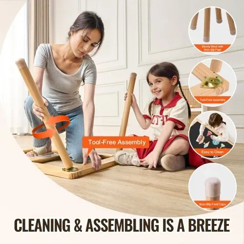 VEVOR Sensorisches Tischset Aktivitätstisch Kindersitzgruppe und Sand-und Wasserspieltisch mit 2 Hockern & 2 Aufbewahrungsbehältern & Papierrollenhalter, Kindertisch Holz – Geschenk für Kinder – Bild 5