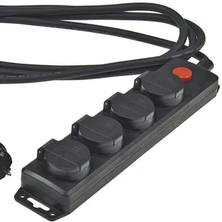 Gartensteckdosenleiste für Außen, 4-fach IP44, 3m Zuleitung, mit Schalter Gartensteckdosenleiste für Außen, 4-fach IP44, 3m Zuleitung, mit Schalter