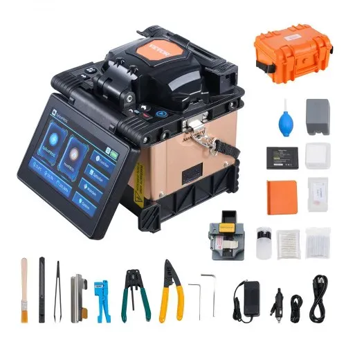 VEVOR Glasfaser-Spleißgerät, 4 Motoren, Ausrichtungs-Spleißgerät, 6 s Spleißen & 13 s Aufheizen, Fiber Fusion Splicer mit 5-Zoll-Touchscreen, 3-in-1-Faserhalter, 7800 mAh Akku für SM MM DS NZDS VEVOR Glasfaser-Spleißgerät, 4 Motoren, Ausrichtungs-Spleißgerät, 6 s Spleißen & 13 s Aufheizen, Fiber Fusion Splicer mit 5-Zoll-Touchscreen, 3-in-1-Faserhalter, 7800 mAh Akku für SM MM DS NZDS
