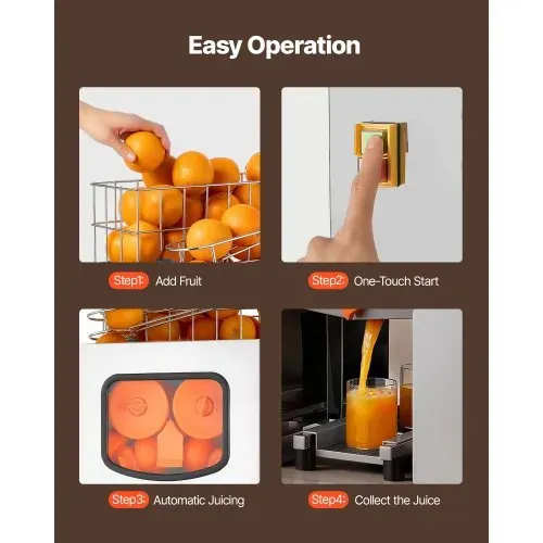 VEVOR Gewerbliche Orangenpresse Elektrische Zitruspresse 120 W Edelstahl, Saftpresse für bis zu 20 Orangen pro Minute, Entsafter für Zitronen Zitrusfrüchte Granatäpfel mit 2 Schalen-Auffangbehältern – Bild 5