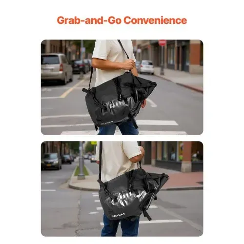VEVOR Motorradtasche Motorrad Satteltasche 14 L x 2 wasserfest, große Seitensatteltasche für Motorradgepäck, Gepäckaufbewahrung mit unterem Gurt, Schwarz Seitentasche Outdoor Sport – Bild 5
