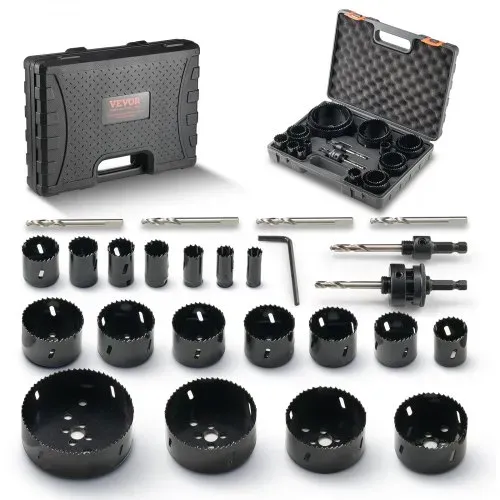 VEVOR Lochsäge Set Bimetall, 18-tlg. Lochblätter, 6 Lochbohrer Schnitttiefe 38 mm, Bimetall Lochsägensatz Bohrmaschine Zubehör, Profi Lochsägen zum Bohren von Holz, Eisen, Kunststoff und PVC usw. VEVOR Lochsäge Set Bimetall, 18-tlg. Lochblätter, 6 Lochbohrer Schnitttiefe 38 mm, Bimetall Lochsägensatz Bohrmaschine Zubehör, Profi Lochsägen zum Bohren von Holz, Eisen, Kunststoff und PVC usw.