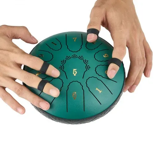 VEVOR Zungentrommel, 165 mm, 11 Tönen Regentrommel, D-Dur Musiktrommeln mit Notenbuch & Schlägeln, Steel Tongue Drum, Steel Pan, für Meditation Yoga Anfänger Musikunterricht, Grün – Bild 8