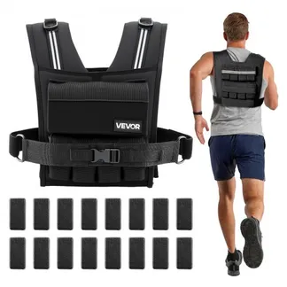 VEVOR Verstellbare Gewichtsweste mit 16 Gewichtsblöcken à 0,95 kg, Trainingsweste mit Schulterpolstern und Reflexstreifen, Gewichtsweste für Krafttraining, Joggen, Fitness und Workouts Outdoor VEVOR Verstellbare Gewichtsweste mit 16 Gewichtsblöcken à 0,95 kg, Trainingsweste mit Schulterpolstern und Reflexstreifen, Gewichtsweste für Krafttraining, Joggen, Fitness und Workouts Outdoor