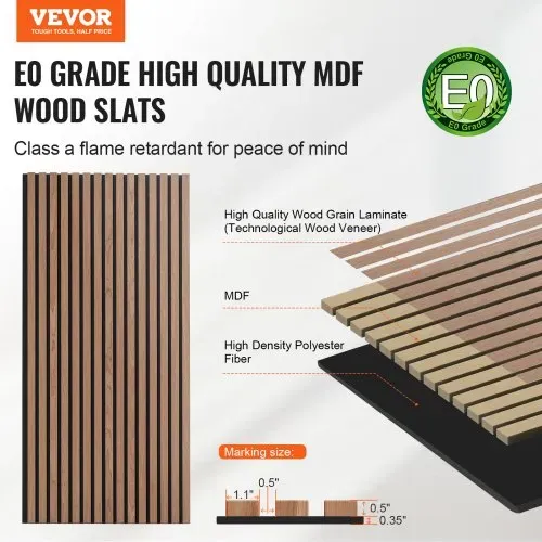 VEVOR Akustikpaneele, 1200x600x21mm, Akustik Wandpaneele, MDF-Akzent-Holzwandpaneele für moderne Innenwanddekoration, Akustikpaneel Kunstholz-Wandplatten zur Geräuschreduzierung, 4er-Set VEVOR Akustikpaneele, 1200x600x21mm, Akustik Wandpaneele, MDF-Akzent-Holzwandpaneele für moderne Innenwanddekoration, Akustikpaneel Kunstholz-Wandplatten zur Geräuschreduzierung, 4er-Set