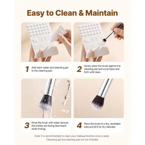 VEVOR Pinselset Makeup, 15-teiliges professionelles Schminkpinsel Set für Grundierung, Lidschatten, mit weichen synthetischen Borsten, ergonomischem Holzgriff, Aluminiumzwinge, für Gesicht, Augen – Bild 5