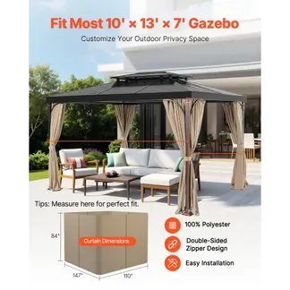 VEVOR Pavillonvorhänge 2810x3730x2130mm, 4-teilige Seitenwand-Pavillon-Sichtschutzvorhänge mit Reißverschlüssen, Sonnenschutzvorhänge als Ersatz für Terrassenüberdachung, NUR Vorhänge, Khaki VEVOR Pavillonvorhänge 2810x3730x2130mm, 4-teilige Seitenwand-Pavillon-Sichtschutzvorhänge mit Reißverschlüssen, Sonnenschutzvorhänge als Ersatz für Terrassenüberdachung, NUR Vorhänge, Khaki