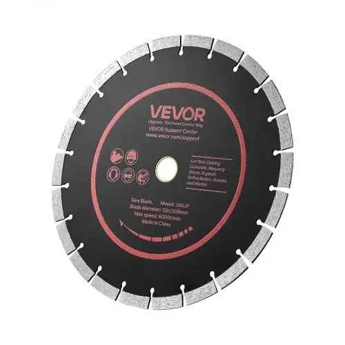 VEVOR 3 Stk. Diamanttrennscheiben 306mm, Diamant-Sägeblätter mit 25,4mm Bohrung & 13mm Segmenthöhe, Max. 6000 U/min Diamantscheiben für Trocken/Nass Schneiden, Trennscheibe für Beton Mauerwerk Stein – Bild 9
