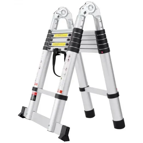 VEVOR Teleskopleiter, 1,85-3,79m A-förmige Aluminium-Ausziehleiter, leichte, Klappbleiter mit Mehrfach-Einzug, 170 kg Tragkraft mit Stabilisatorstange, Mehrzweckleitern für Wohnmobil, Camper – Bild 9