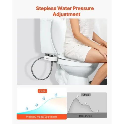 VEVOR Bidetaufsatz ultradünner Toilettensitz-Aufsatz mit 2 einziehbaren Düsen & einstellbarem Wasserdruck, nicht elektrischer Kaltwassersprüher für die Wasserwäsche vorne & hinten WC-Aufsatz – Bild 2
