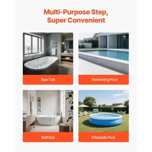 VEVOR Badewannenstufe Pooltreppe 2-stufige Außentreppe, 599,44 mm breite PP-Leiter für oberirdische/aufblasbare Pools mit 145,15 kg Tragkraft, vielseitig einsetzbar für Veranda Terrasse Wohnmobile – Bild 5