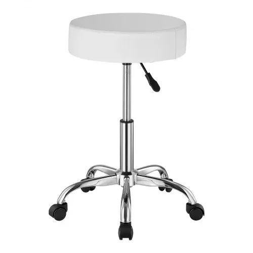 VEVOR runder Sattelhocker Rollhocker 204 kg belastbarer höhenverstellbarer (55-71 cm) Drehhocker Arbeitshocker PU-Leder-Drehsattelstuhl geeignet für Salon Spa Massage Klinik weiß – Bild 9