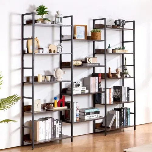 VEVOR Bücherregal aus Metall, 14-stöckiges rechteckiges Industrie-Bücherregal, großes rustikales Aufbewahrungsregal mit offenen Regalen, freistehendes Ausstellungsregal Lagerregal, für Wohnzimmer – Bild 7