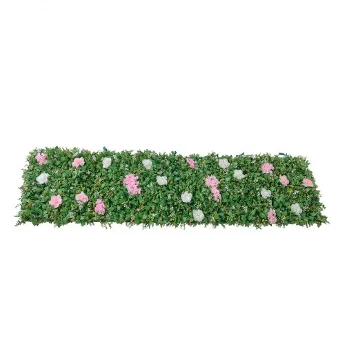 VEVOR Künstliche Hecke 2,4 m x 61 cm 2 Stk., Pflanzenwand, PE-Sichtschutz, Sichtschutzzaun mit Seidenblumen, Heckenzaun, Kunstpflanzen Balkonverkleidung für Hochzeiten, Außengärten, Hinterhöfe – Bild 8
