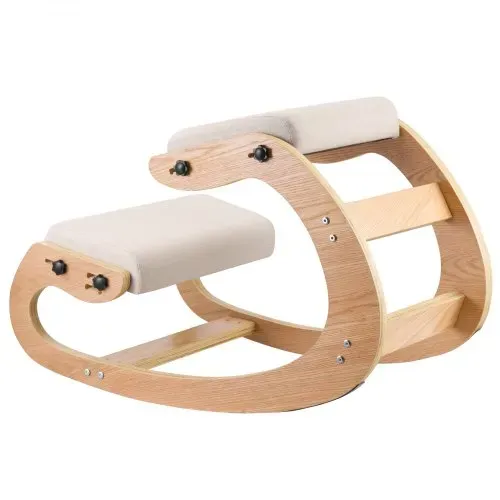 VEVOR Ergonomischer Kniehocker mit Dicken, Integrierten Schaumstoffpolstern & Massivholzrahmen, Höheneinstellbarer Kniestuhl zur Entlastung von Nacken und Rücken, Ideal für Zuhause, Büro, Beige – Bild 10