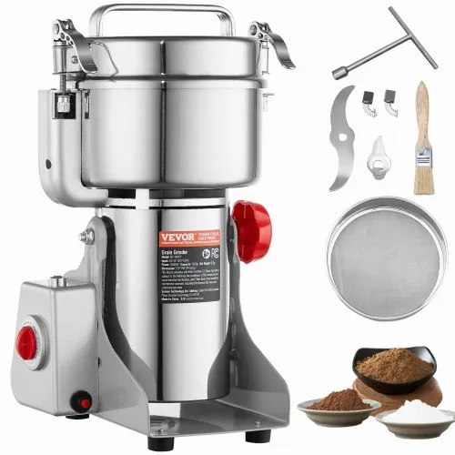 VEVOR Elektrische Getreidemühle, 1000 g, Hochgeschwindigkeits-Gewürzmühle mit 3000 W, gewerbliche Gewürzmühle, Pulverisiermaschine aus Edelstahl, für trockene Körner, Gewürze, Müsli, Kaffee, Mais, Pfeffer, Schwenktyp VEVOR Elektrische Getreidemühle, 1000 g, Hochgeschwindigkeits-Gewürzmühle mit 3000 W, gewerbliche Gewürzmühle, Pulverisiermaschine aus Edelstahl, für trockene Körner, Gewürze, Müsli, Kaffee, Mais, Pfeffer, Schwenktyp