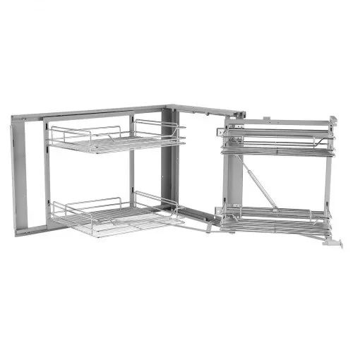 VEVOR Küchenschrank-Organizer mit 2 Ebenen & 4 Ablagen, Aufbewahrungskorb aus verchromtem Karbonstahl, Aufbewahrungs-Organizer, links und rechts zu öffnen, min. Türöffnungsbreite 60 cm – Bild 8