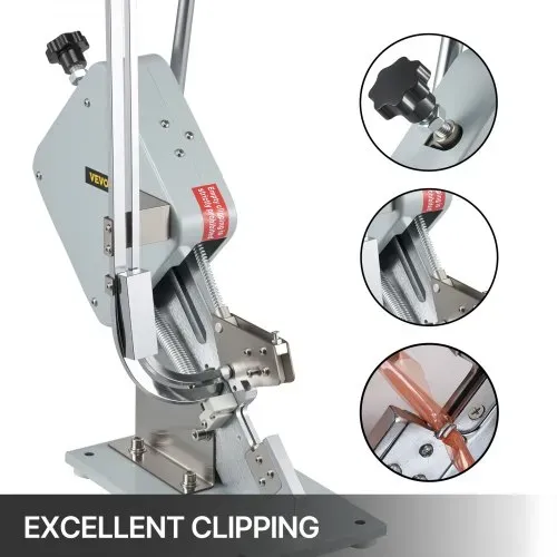 VEVOR Hochwertige manuelle u-förmige Wurst-Klipper-Schneidemaschine mit einer Schachtel Clips (5000 Stk.), robuste Brot Schneidemaschine aus A304-Feinstahl, klappbarer Allesschneider, 37x19x57 cm – Bild 2