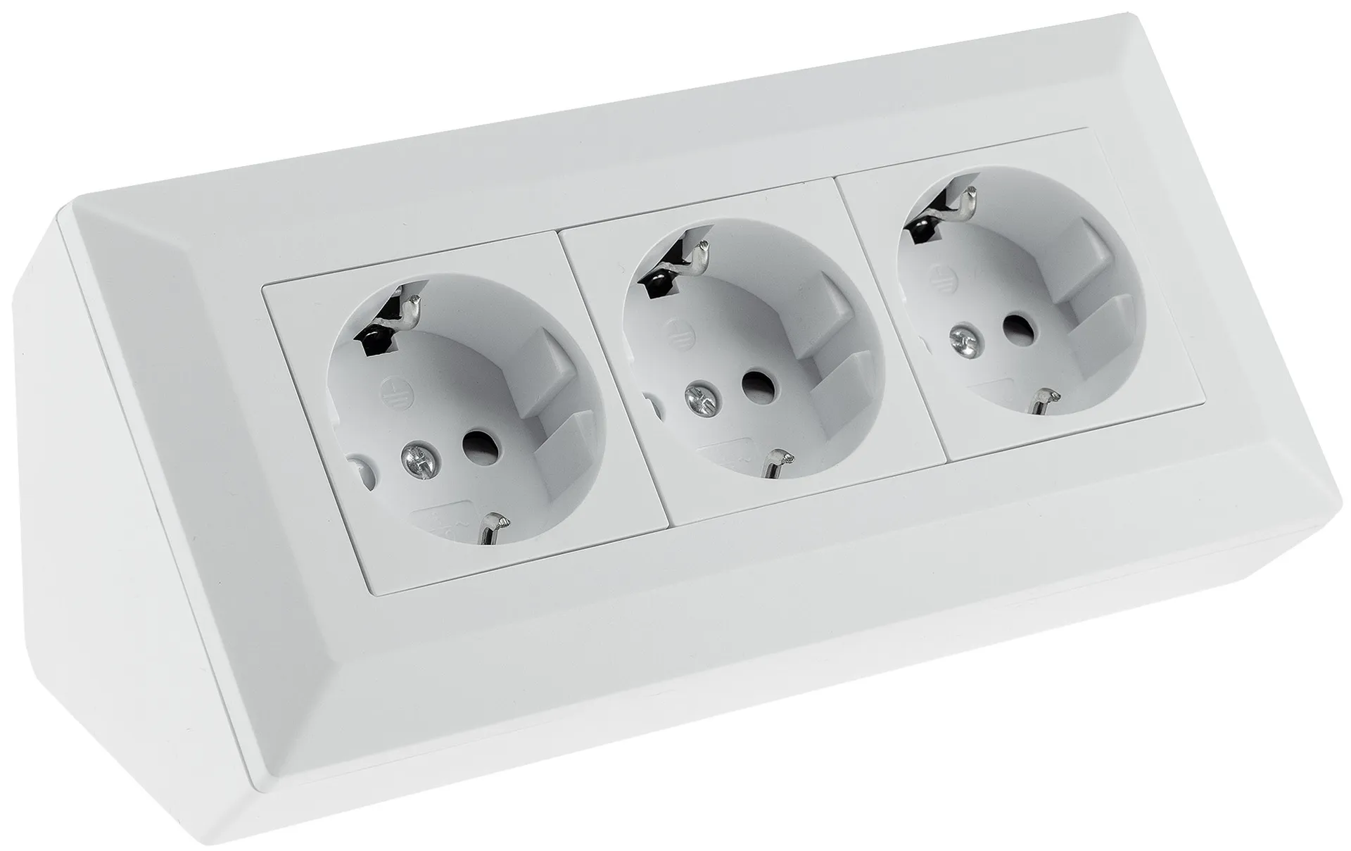 3-fach Steckdosenblock, weiß matt 250V~/ 16A, Aufbaumontage 3-fach Steckdosenblock, weiß matt 250V~/ 16A, Aufbaumontage