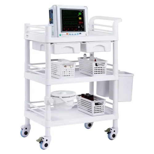 VEVOR Laborwagen mit 3 Ebenen, Laborwagen mit 3 Ablagen und 4 leisen Rädern, mobiler medizinischer Wagen aus PP-Material, Laborrollwagen mit 3 Mülleimern für Labor, Klinik, Krankenhaus, Salon, weiß VEVOR Laborwagen mit 3 Ebenen, Laborwagen mit 3 Ablagen und 4 leisen Rädern, mobiler medizinischer Wagen aus PP-Material, Laborrollwagen mit 3 Mülleimern für Labor, Klinik, Krankenhaus, Salon, weiß