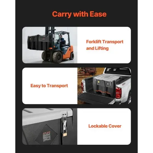 VEVOR Tragbarer Dieseltank, 484,5 L Fassungsvermögen & 45 L/min Durchflussrate, Gaskraftstofftank mit 12 V Transferpumpe & 4 m Gummischlauch, Diesel-Transfertanks für Kraftstofftransport, Schwarz – Bild 5
