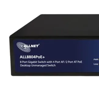 ALLNET Switch unmanaged 8 Port Gigabit 63W / 4x PoE+ / 4x LAN / Lüfterlos /19″ / „ALL8804PoE+“ ALLNET Switch unmanaged 8 Port Gigabit 63W / 4x PoE+ / 4x LAN / Lüfterlos /19″ / „ALL8804PoE+“
