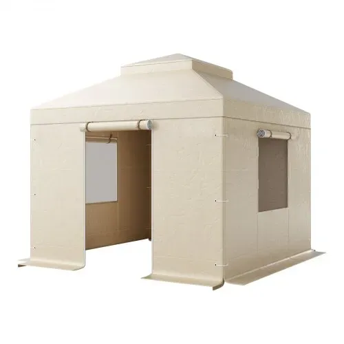 VEVOR Winter Pavillonabdeckung, passend für 3,05x3,05 m Pavillons mit Doppeldach, Ersatzabdeckung mit Seitenwänden & Netzfenstern, Lagerschutzabdeckungen, Pavillons nicht im Lieferumfang enthalten – Bild 8