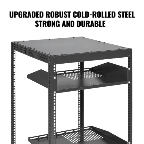 VEVOR 15U-Server-Rack mit offenem Rahmen, 15''-40'' verstellbare Tiefe, freistehender oder wandmontierter Netzwerk-Server-Rack, 4-Pfosten-AV-Rack mit Rollen, bietet Platz für Ihre gesamte Netzwerk-IT- – Bild 3