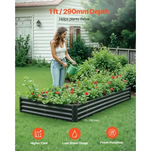 VEVOR Hochbeet Metall 2400x1200x290 mm, Pflanzbeet, Gemüsebeet, Pflanzkasten mit offenem Boden & abgerundeten Kanten, Blumenbeet, Kräuterbeet, ideal für Gemüse, Blumen, Kräuter & Sukkulenten VEVOR Hochbeet Metall 2400x1200x290 mm, Pflanzbeet, Gemüsebeet, Pflanzkasten mit offenem Boden & abgerundeten Kanten, Blumenbeet, Kräuterbeet, ideal für Gemüse, Blumen, Kräuter & Sukkulenten