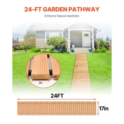 VEVOR Gartenweg Rollweg, 727×43 cm, Ausrollbarer Holzweg, Außengehweg aus Zedernholz mit Drahtseilverbindung, Gartentritt, dekorativer Holzweg, Trittplatten im Garten, Hinterhof, Terrasse VEVOR Gartenweg Rollweg, 727×43 cm, Ausrollbarer Holzweg, Außengehweg aus Zedernholz mit Drahtseilverbindung, Gartentritt, dekorativer Holzweg, Trittplatten im Garten, Hinterhof, Terrasse