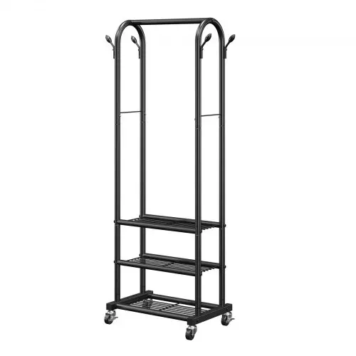 VEVOR Kleiderständer Garderobenständer rollbar mit Kleiderstange & 3 Ablageflächen, bis 45 kg belastbar, robuster Kleiderständer aus Karbonstahl für Schlafzimmer Waschküche Wohnzimmer – Bild 9