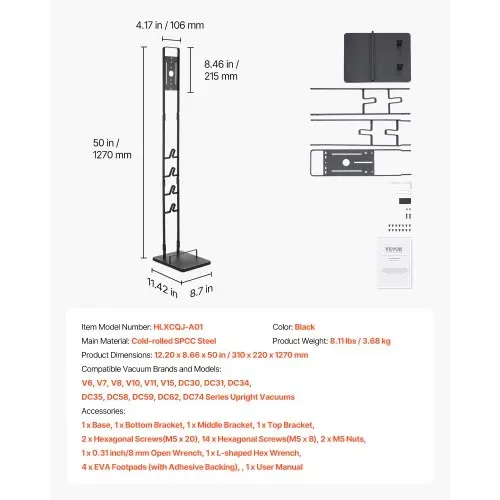 VEVOR Staubsaugerständer, kompatibel mit Dyson V6 V7 V8 V10 V11 V15, Staubsaugerständerhalter mit 4 Haken für Dyson DC30 DC31 DC34 DC35 DC58 DC59 DC62 D74 kabellose Staubsauger & Zubehör – Bild 5
