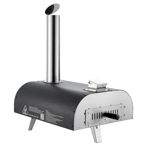VEVOR Pizzaofen Outdoor 12 Zoll Pellet-Pizzaofen mit eingebautem Thermometer (max. 540 °C) & Schaufel & Tragtasche, tragbarer Pizzamaker für Garten Camping, Silber – Bild 10