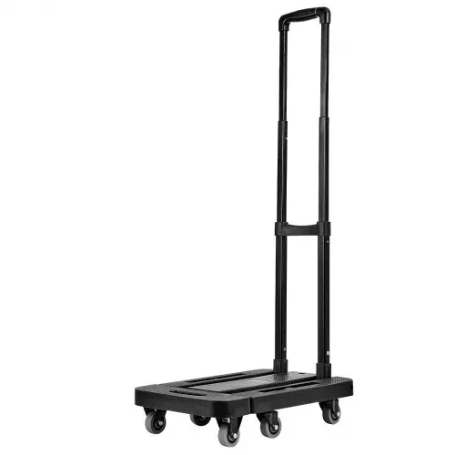 VEVOR Sackkarre klappbar, 227 kg Tragkraft, Transportkarre mit 6 Rädern, 2 elastischen Seilen & erweiterbarer Basis, Transportwagen für Flughafen, Reisegepäck, Büroumzüge, Schwarz, 560x305x1010 mm – Bild 10