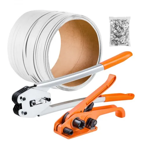 VEVOR 4 tlg. Umreifungsset mit Umreifungsband, Manuelle Umreifungsgerät mit 100 m PET Band, 100 Metallklammern & Schneider, Ideale Werkstattausstattung für industrielle Verpackung, Transport & Lager VEVOR 4 tlg. Umreifungsset mit Umreifungsband, Manuelle Umreifungsgerät mit 100 m PET Band, 100 Metallklammern & Schneider, Ideale Werkstattausstattung für industrielle Verpackung, Transport & Lager