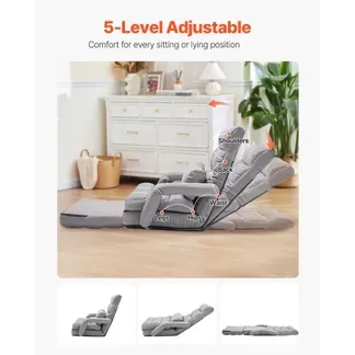 VEVOR Bodenstuhl Boden-Gaming Stuhl mit 5 einstellbaren Positionen & Rückenlehne, klappbarer Sofastuhl mit Armlehne für Erwachsene, Sofa-Liegebett mit Rückenkissen für Schlafzimmer, Grau VEVOR Bodenstuhl Boden-Gaming Stuhl mit 5 einstellbaren Positionen & Rückenlehne, klappbarer Sofastuhl mit Armlehne für Erwachsene, Sofa-Liegebett mit Rückenkissen für Schlafzimmer, Grau