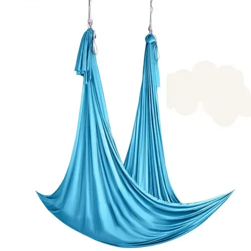 VEVOR Aerial Yoga Hängematte Set 5 x 2,8 m, Blau Aerial Yoga Swing Air Fliegen, Yoga-Schaukel Hammock Swing 1000 kg Max. Tragfähigkeit, inkl. Yoga-Socken & Stahlkarabiner, Anti-Gravity-Übungen – Bild 9