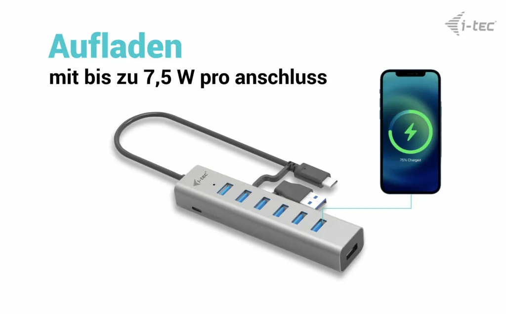 i-tec USB-C/USB-A Charging Metal HUB 7 Port – Bild 6