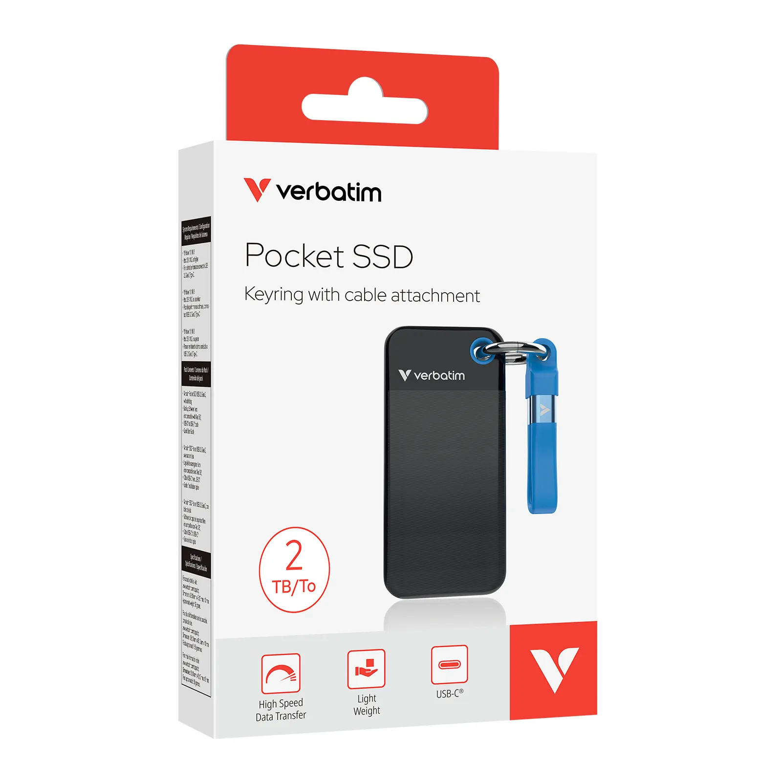 Verbatim Pocket SSD 2 TB USB Typ-C 3.2 Gen 2 (3.1 Gen 2) Schwarz, Blau – Bild 2