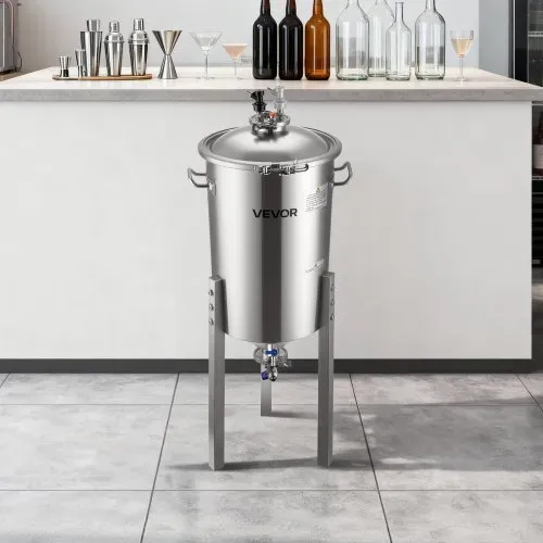 VEVOR konischer Gärbehälter Edelstahl 30 L Gärtank für Heimbrauen, Gärkessel mit konischem Boden & Verlängerungsbeinen & Deckel & Griff & Thermometer, Gärfass für Wein- und Biergärung – Bild 7