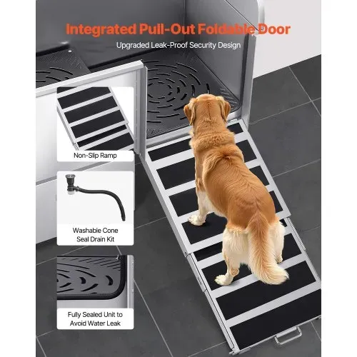 VEVOR 304 Edelstahl-Hundewaschstation, 127 cm große Pflegebadewanne mit rutschfester, flacher Rampe, Schublade, Warm- und Kaltwasserhahn, All-in-One-Badewanne für Pflegesalons, für alle Größen geeignet (rechte Tür) – Bild 2