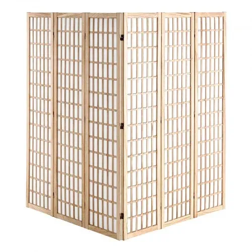 VEVOR 6-teiliger japanischer Raumteiler faltbarer Sichtschutz aus Holz für den Innenbereich, japanische Trennwände tragbare Dekorationsschirme zur Raumtrennung für Restaurant & Schlafzimmer – Bild 9