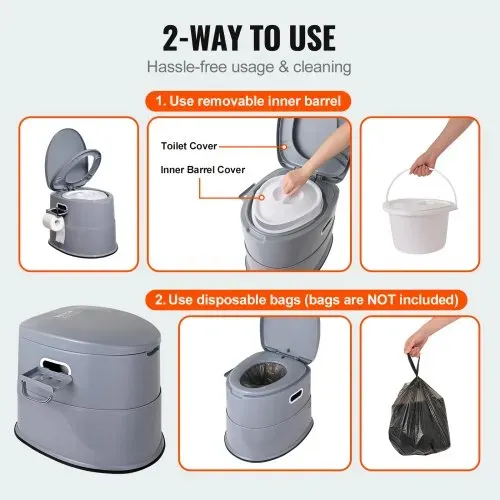 VEVOR 5 L Campingtoilette mit Toilettenpapier- und Handyhalter, Tragbare Campingtoilette 500 x 467 x 400 mm Reisetoilette Nottoilette Weiße Toiletten 136,1 kg Gewichtstragfähigkeit Wohnmobiltoilette – Bild 3