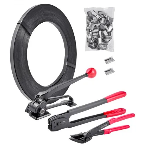 VEVOR 5 tlg Stahlband Umreifungsset, manuelle Umreifungsgerät mit 183 m Metallband, 300 Metallklammern und Schneider, pefekte Werkstattausstattung für industrielle Verpackung, Transport und Lager VEVOR 5 tlg Stahlband Umreifungsset, manuelle Umreifungsgerät mit 183 m Metallband, 300 Metallklammern und Schneider, pefekte Werkstattausstattung für industrielle Verpackung, Transport und Lager
